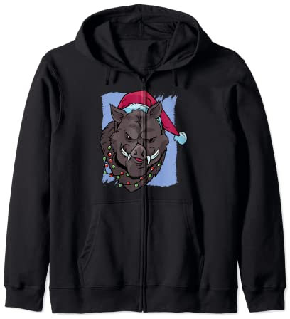 Keiler mit Weihnachtsmann Mütze Xmas für Jäger Kapuzenjacke