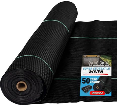 Super Geotextile Tissu géotextile tissé pour allée et stabilisation routière, sous-couche de construction, contrôle de l'érosion, qualité commerciale 50 ans pour routes de gravier et pavés (6 x 250)