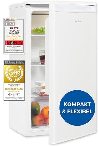 Exquisit Vollraumkühlschrank 75 Liter, Freistehend, Kühlschrank klein und kompakt, 45cm Breit, LED-Innenbeleuchtung, KS585-V-091E