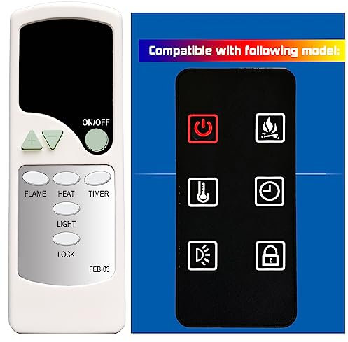 GENGQIANSI Replacement for Febo Flame Electric Fireplace Heater Remote Control ZHS-36-A 15IN-36-095 F15-C-029-088