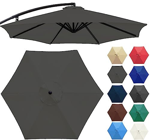 Auvent De Rechange pour Parasol De Terrasse De 3.0m, Toile De Rechange De 6 Baleines/8 Baleines pour Parasol Déporté De Jardin Cour Plage (auvent Uniquement)(Couleur:Grise,Taille:300cm 8-Ribs)