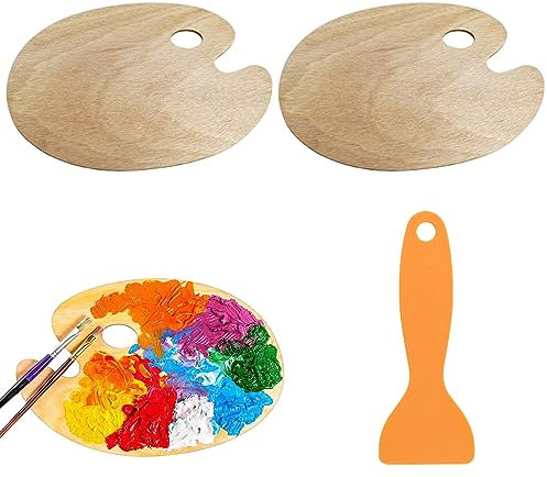 Paleta Pintura Madera,Paleta de Pintura de Madera,Paleta de Mezcla de Pintura con Agujero,Paleta de Pintura,Artists Paleta de Madera,Paleta Pinturas Oleo,Paleta Mezcla Pastillas,20 X 30cm,2pcs