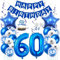 Daimay 60. Geburtstag Dekorationen Blau Geburtstagsdeko Mann Frauen Happy Birthday Banner Konfetti Luftballons Nummer Folienballons Stern Mylar Ballon Tortendeko für 60 Jahre Geburtstagsdeko