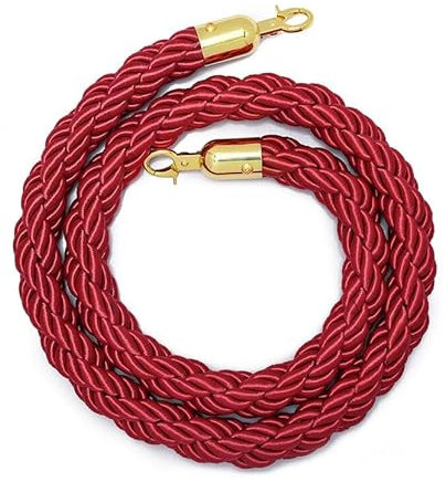 CHUXIBA Absperrseil mit goldenen karabinerhaken Hanfseil (Ø32 mm) 1-5m personenleitsystem absperrband absperrkordel crowd control rope/red/2m