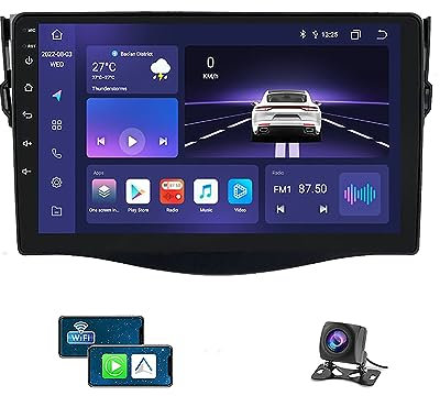 Autoradio Doppel Din mit 9 Zoll Touchscreen Multimedia Für Toyota RAV4 Rav 4 2006-2012 Autoradio Bluetooth mit Rückfahrkamera & Lenkradfernbedienung Freisprecheinrichtung ( Color : 4-Core 4G+WIFI 2G+3