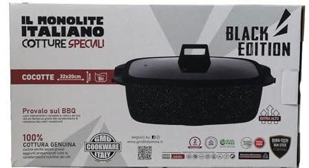 GMD COOKWARE ITALY Monolite COTTURE Speciali Black Edition COCOTTE CM.32X20 con Coperchio