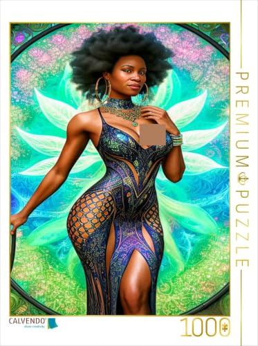 Puzzle · Starla zeigt Uns EIN Modell mit effektvollen Ausnehmungen | Modefantasien: Mode und Models geschaffen durch künstliche Intelligenz · 1000 Teile · Lege-Größe 64 × 48 cm · CALVENDO Puzzle