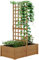 Outsunny - Jardinera con celosía, bandeja para flores con forro, huerto sobre pie de madera para plantas trepadoras, verduras – 100 x 60 x 150 cm natural