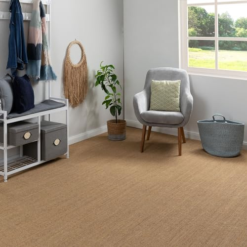 Steffensmeier Sisal Teppichboden Salinas Meterware | Auslegware für Flur, Büro, Diele, Stuhlrolleneignung | Natur dunkel, Größe: 100x400 cm