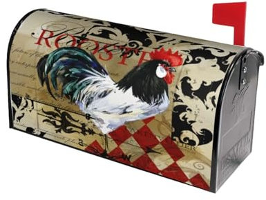 Lukbfall Briefkasten-Abdeckung im Vintage-Stil, Motiv: Hahn im Landhaus-Stil, magnetisch, für Garten, Hof, Dekoration, Außenbereich, Zuhause, Standard, 53,3 x 45,7 cm