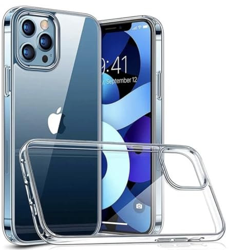 POINT&GO Funda para iPhone 13 Pro MAX Extra Transparente de Silicona Dura, Anti-Amarillo, Anti-arañazos, Impacto y Golpes. Fina, Agradable al Tacto y Fácil de Limpiar