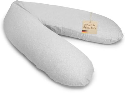 pic Bear Premium Stillkissen - hochwertiges Schwangerschaftskissen - anschmiegsames Lagerungskissen aus Baumwolle - schadstofffreies Seitenschläferkissen (Grey Melange, 194 cm Premium)