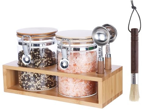 Ken's Kitchen Bocaux Rangement en Verre Hermétique Lot de 2x800ml avec 2xcuillère,Pots et Bocaux de Conservation Cuisine avec Couvercle pour Céréales,Cornflakes,Spaghetti,boîte pour le café,le thé