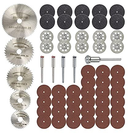 Kruluuvia 60 Pcs Diamond Saw Blade Set HSS Mini Circular Saw Blade for Rotary Tools Resin Cut-Off Wheels
