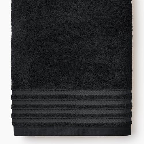 Sedalinne - Pack 2 Toallas de baño Lisa - Formato Lavabo 50x100cm - 100% algodón Peinado - Altamente Absorbente - gramaje 500 gr - Secado rápido y Tacto Suave - Color Negro
