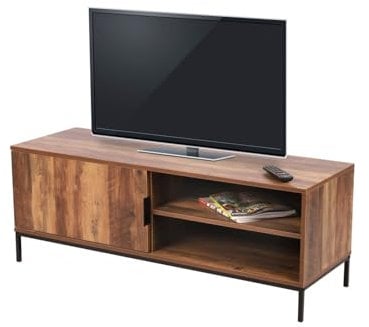 Meublorama Mobile Porta TV Stile Etnico con 1 Anta Colore Legno Noce Collezione Jayce - Dimensioni 120x40xH45cm