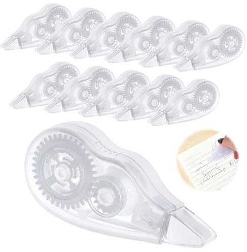 LWMTT 12 Stück Korrekturroller Korrekturmaus,4mx5mm Korrekturband,Korrekturmaus Klein,Schulsachen Korrekturroller Aesthetic Mini Korrekturroller,für Studenten Kinder, Büro Heimbüro Oder Schule-white