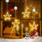 HEDMON LED Sterne Weihnachtsbeleuchtung, LED Weihnachtsstern Beleuchtung Batteriebetriebene Innen Weihnachtsstern Lichterkette mit Saugnäpfe für Fenster Weihnachten Party (4 Stück-B)