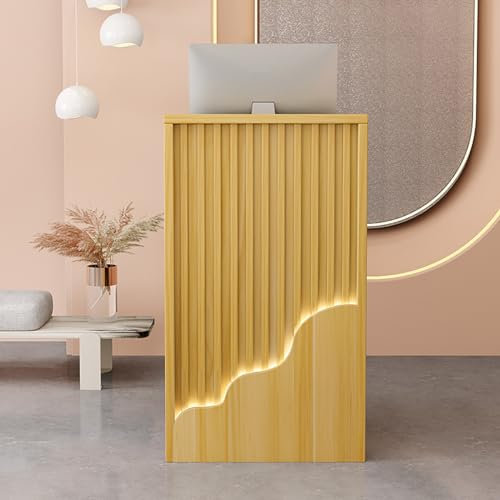 Checkout Counter Reception Desk, Modern L-Shaped Cashier Table for Restaurant and Office, Small Shop Front Desk Cabinet - Simple and Elegant Design