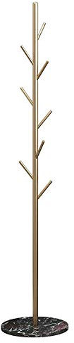 Vintage Antik Messing Garderobe mit 8 Haken Freistehender Baum Kleiderständer mit Marmorsockel Ständer Ideal für Mäntel Hüte Schals und Kleidung