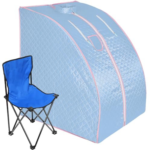 Sauna a vapore, tenda spa sauna a infrarossi, scatola per sauna domestica, portatile, con bagno turco, vapore corporeo, cabina sauna (L76 x W88 x H99 cm, blu)