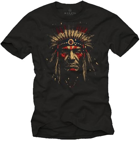 MAKAYA Indianer T-Shirt Herren Häuptling Indianermotiv Krieger Native American