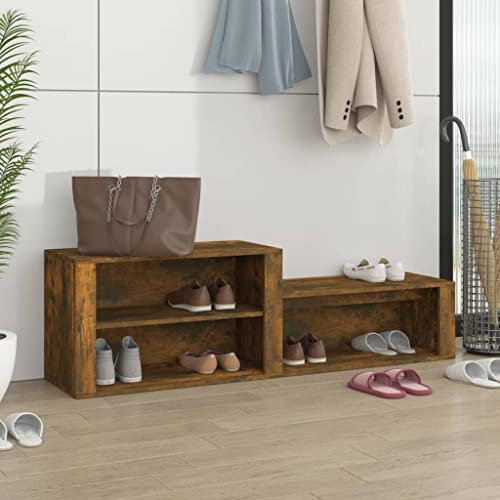 Homvdxl 3 Etagen Schuhregal Schuhbank, 150x35x45cm Moderner Schuhschrank, Breites Schuhregal, Schuhschrank für Wohnzimmer & Flur, Eiche+Rustikal