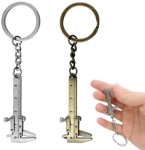 SGERUFZ 2 pezzi Portachiavi Calibro a Corsoio, Precision Mini Caliper, Strumenti Portachiavi, Mini Caliper Keychain, Portachiavi Strumenti di Misurazione (Mini) (Argento e bronzo)