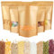 Jortmrd 50 pièces Sachet Kraft Alimentaire avec Fenetre, 18 x 26cm Réutilisables Sachet Kraft Zip Sac Kraft avec Fenêtre pour Haricots, Thé, Épices, Fruits Secs, Noix