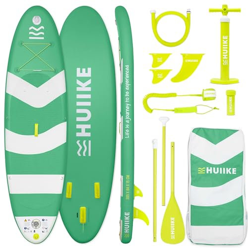 HUIIKE Stand Up Paddling Board mit Zubehör, Paddel, Finnen, Pumpe. Paddle Sup Board Aufblasbar Hohe Stabilität und Widerstandsfähigkeit. 305 x 84 x 15 cm, Belastbar bis 130 kg