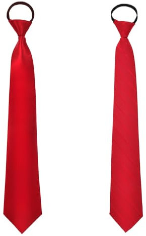 ValueBargain 2er-Set Rote Krawatte, Krawatte Rot Vorgebundener Schlips mit Reißverschluss für Hochzeit, Business & Events, Einfach Anpassbar & Atmungsaktiv