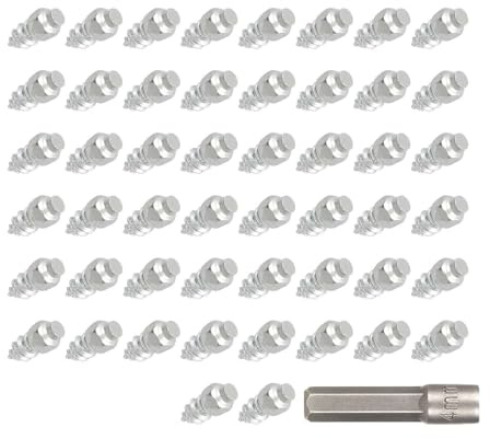 Klaisy 50 Stück rutschfeste Reifenschrauben, Reifen, Stollen für Fahrräder, Stiefel, Reifen, Schnee, Spikes, rutschfeste Stollen, Reifen, Eisschrauben