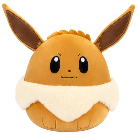 Pokemon Squishmallows - 25 cm Eevee - 10 inch braun/weiß verstopft Plüschspielzeug - offizielles Pokémon Spielzeug für Kinder 2+ Jahre.