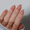BTArtbox Press On Nails Short - Lamp-Curable Sparkly Almond False Nails with Glue, Semi-Transparent Soft Gel Stick On Nails for Women in 16 Sizes - 32 Fake Nail Kit, Citrine Glow