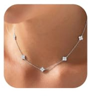 HARJJME Choker Kette Gold Silber Damen 14k Vergoldet Halskette Damen | choker kette damen, silber gold halskette, zirkonia kleeblatt perlen herz ketten, schmuck geschenke für frauen