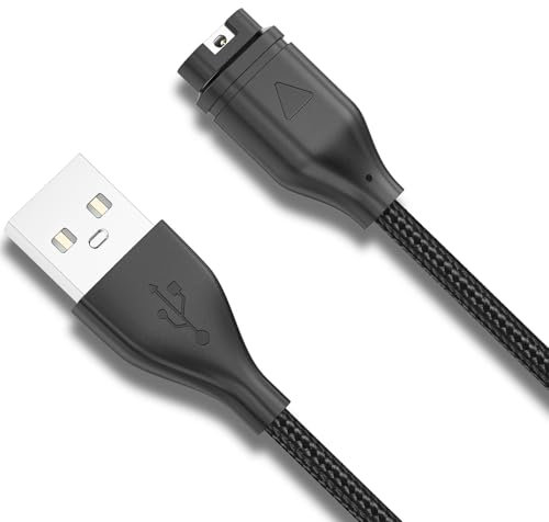 Oumida Cargador para Garmin Forerunner 55 / Forerunner 255/255 Music /255S/ Forerunner 165/165 Music, Forerunner 935 945 745 45 45S 245, Cable de Nailon de Carga Rápida USB 1M (Negro)