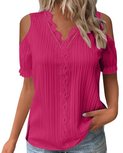 Tee Shirts Marin Soldes Tee Shirts Noel Femme Col V Tunique Halloween sous Pull Coton Haut Ete Grande Taille Blouse Manche Courte ProthéSiste Ongulaire T Squelette Rose Pale Oversize Blanc Jaune