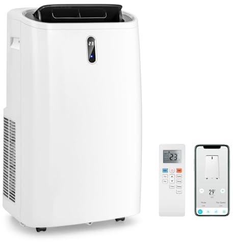 RELAX4LIFE 5 in 1 Climatizzatore 14000 BTU Caldo Freddo Portatile con Deumidificatore, Ventilatore con 3 Velocità, Modalità Notturna, Wi-Fi: App Control e Telecomondo, R290, GMCC