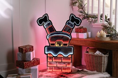 Festive Productions 60cm Infinity Santa Legs in Chimney – Christmas Indoor Outdoor Decoration with LED Infinity Effect – Mains Powered Light with Timer