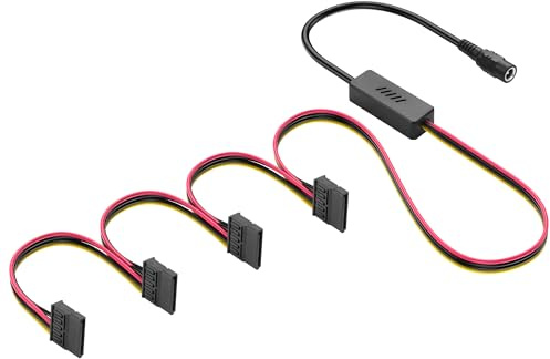 SinLoon DC5525 vers SATA Câble d'alimentation pour disque dur IDE DC 5,5x2,5 mm femelle vers SATA femelle avec régulateur de tension à réduction (1 à 4)
