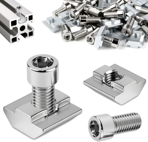 Sturiz Juego de 140 tuercas M6, 70 unidades, riel de ranura en T, M6 y 70 unidades, serie 3030, tuercas correderas, tuercas de ranura en T, tuerca deslizante para perfil de aluminio, ranura de