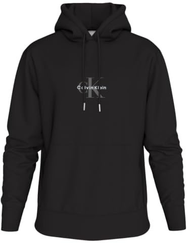 Calvin Klein Men's LS EU 350TERRY MICRO MONOLOGO HO LV04RD243GUB1002 Sweatshirts, BLACK, S