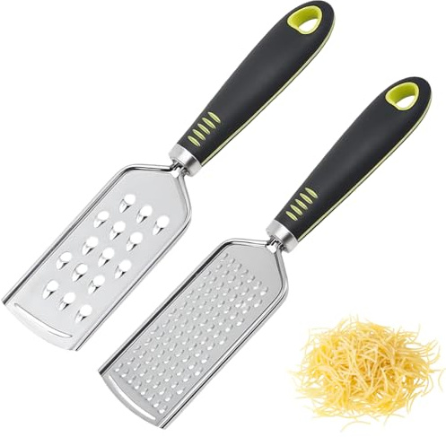 2PCS Hand Grater Set, Stainless Steel Mini Graters for Kitchen, Multipurpose Food Grater Kitchenware, Ideal for Cheese, Garlic, Nutmeg, Coconut, Chocolate, Carrot