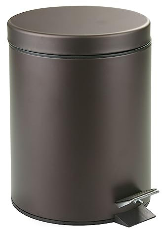 mDesign Tretmülleimer 5L - Mülleimer mit Fußpedal aus Metall - Mülleimer mit Deckel und herausnehmbarem Inneneimer aus robustem Kunststoff - in modernem Bronze