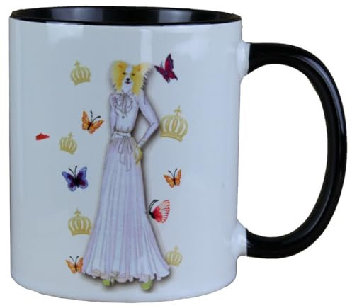 Harald Glööckler Pompöös Tasse Hund mit weissfarbenem Abendkleid - designed by