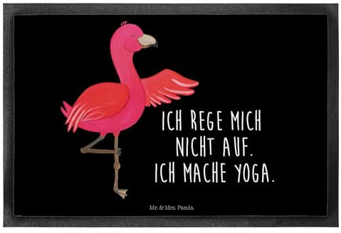 Mr. & Mrs. Panda 40 x 60 cm Fußmatte Flamingo Yoga - Geschenk, Yoga-Übung, Fußmatte außen, Türvorleger, Yogapose, Aufregen, Eingangsteppich, Ärger,