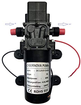 CYBERNOVA Bomba autocebante de diafragma de Alta presión de Agua Dulce de DC 12 V 100 PSI 4,5 l/m Caravana/Barco/RV/Jardín (3210)