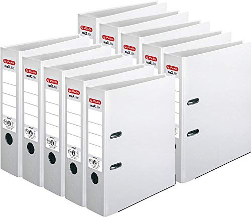 Herlitz Ordner maX.file protect A4 (8 cm mit Einsteckrückenschild) 10er Pack (Acqua) (10er, Weiß)