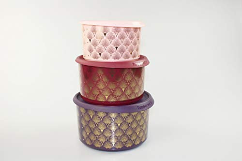 Tupperware Boîte Optimum Ronde 2,0 L Violet foncé+1,4L Rouge foncé+ 940ml Rose