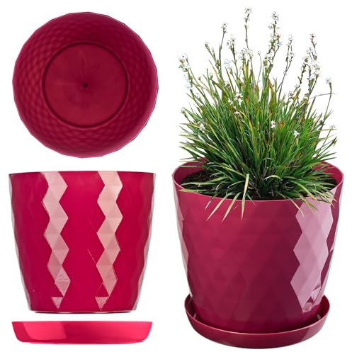 KADAX Blumentopf, EIN Topf für Blumen und Pflanzen mit Untersetzer, Pflanzkübel leichtes und beständiges Material EIN dekorativer Topf für Pflanzen (14cm, Rosa)